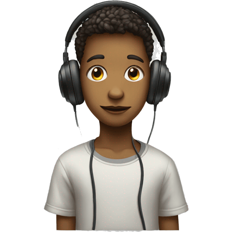 curious boy portrait with headphones emoji