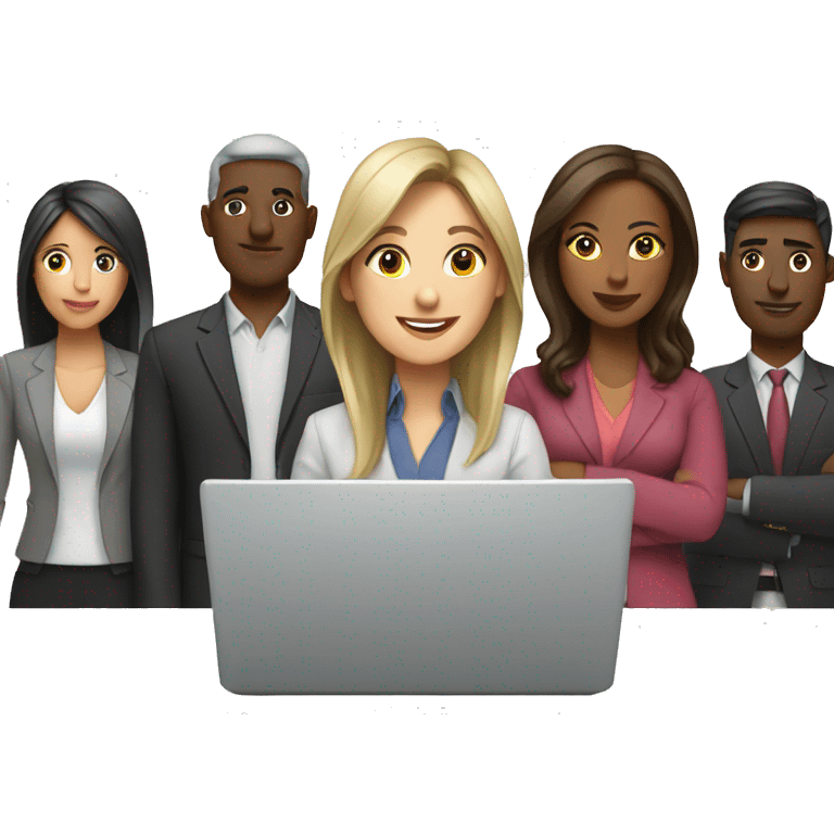 Work Group with laptop mix of women & men emoji