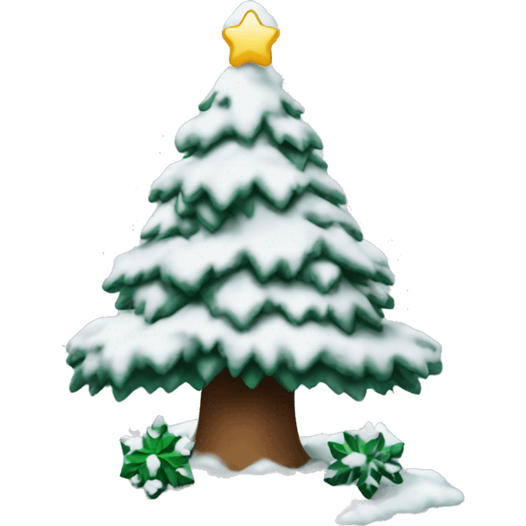 a snow-covered Christmas tree emoji