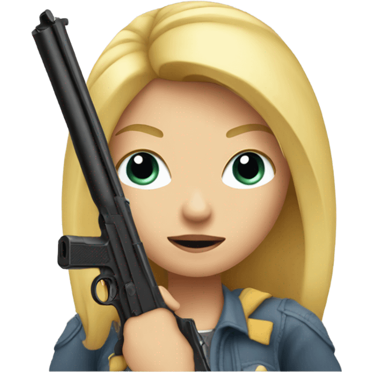 Blonde girl holding gun  emoji