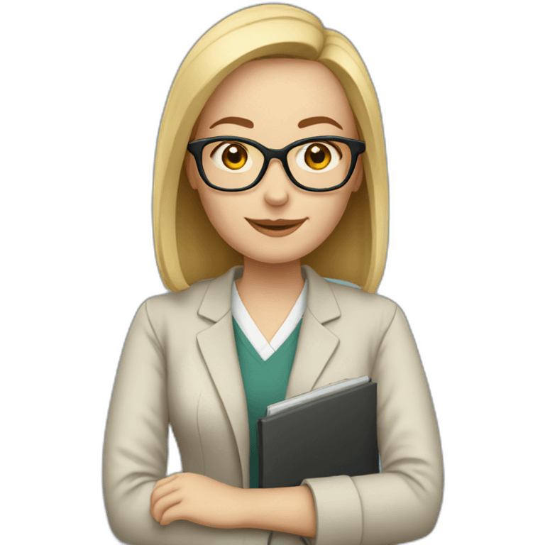 White woman Teacher with glasses emoji