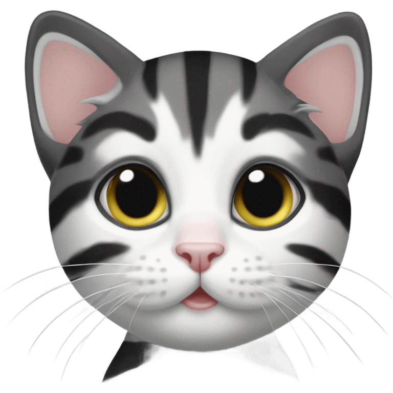 Black and white tabby kitty emoji