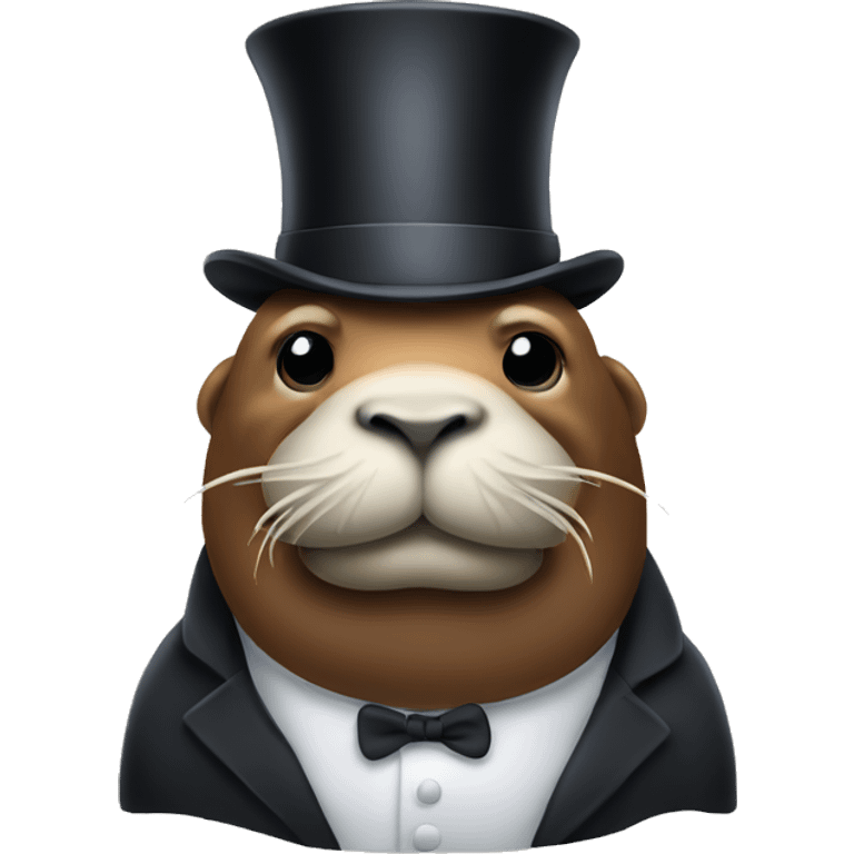 Walrus wearing top hat emoji