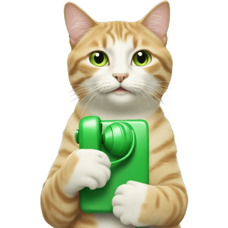 The cat with the green phone emoji