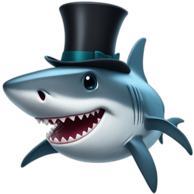 Shark with a top hat emoji