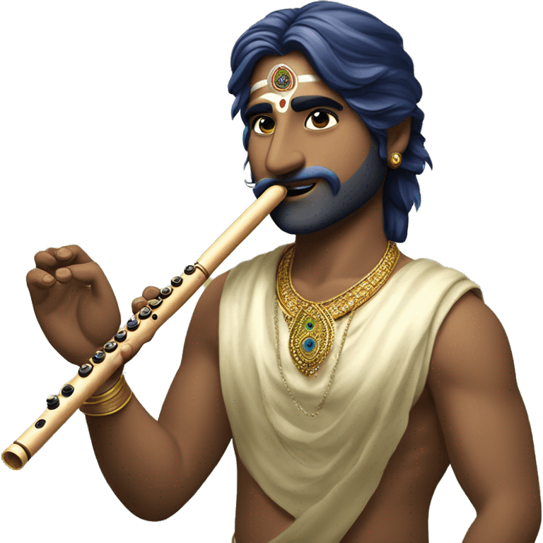 Write a emoji of indian bansuri, put the peacock feather in the end of flute (like shree Krishna's flute) emoji