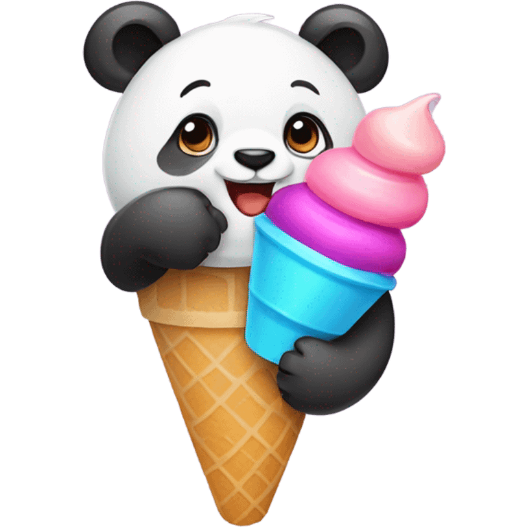 Panda eating ice cream emoji