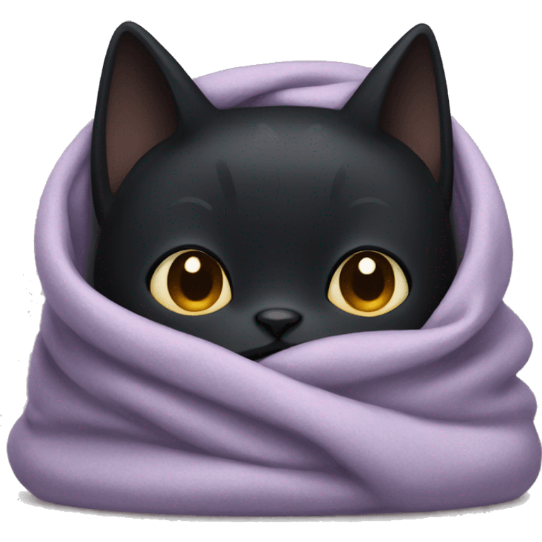 sobbing black cat in a blanket emoji