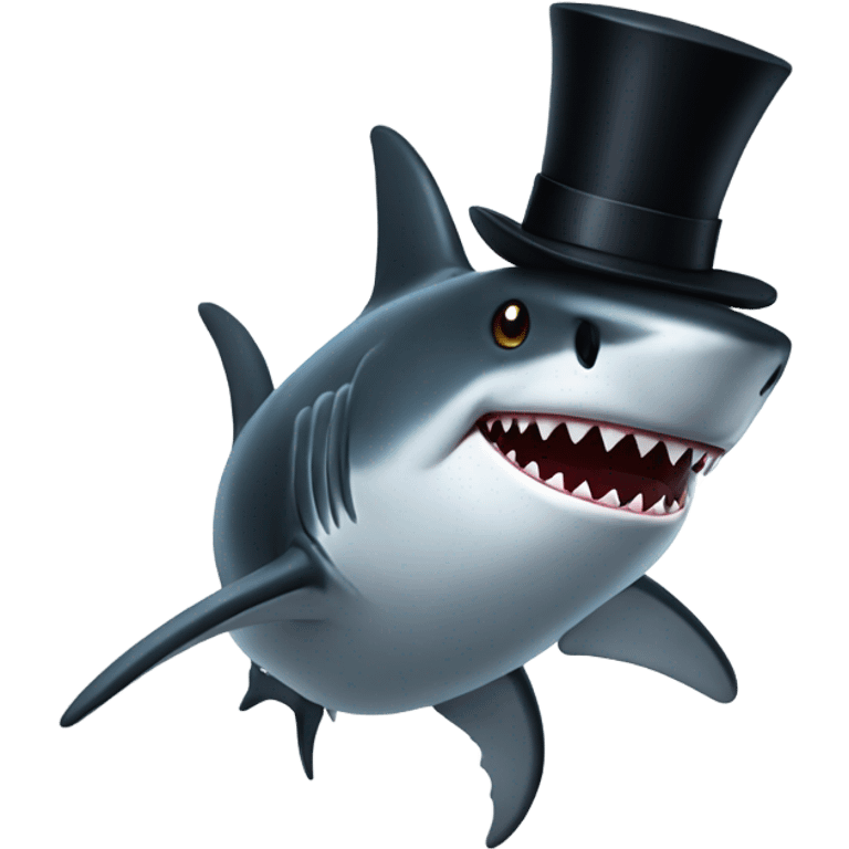 Shark with a top hat emoji