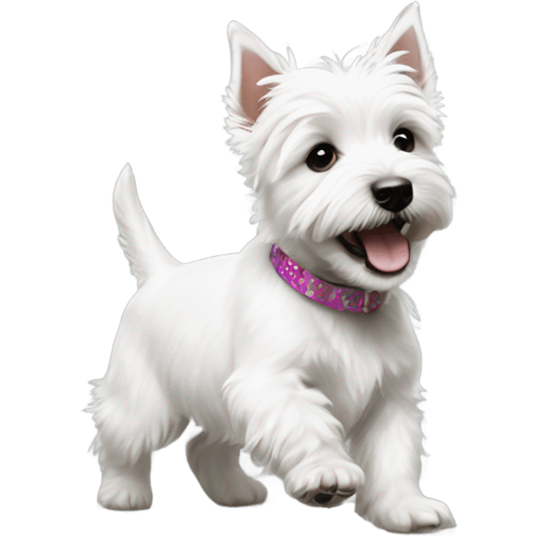 Westie puppy dancing at a party emoji