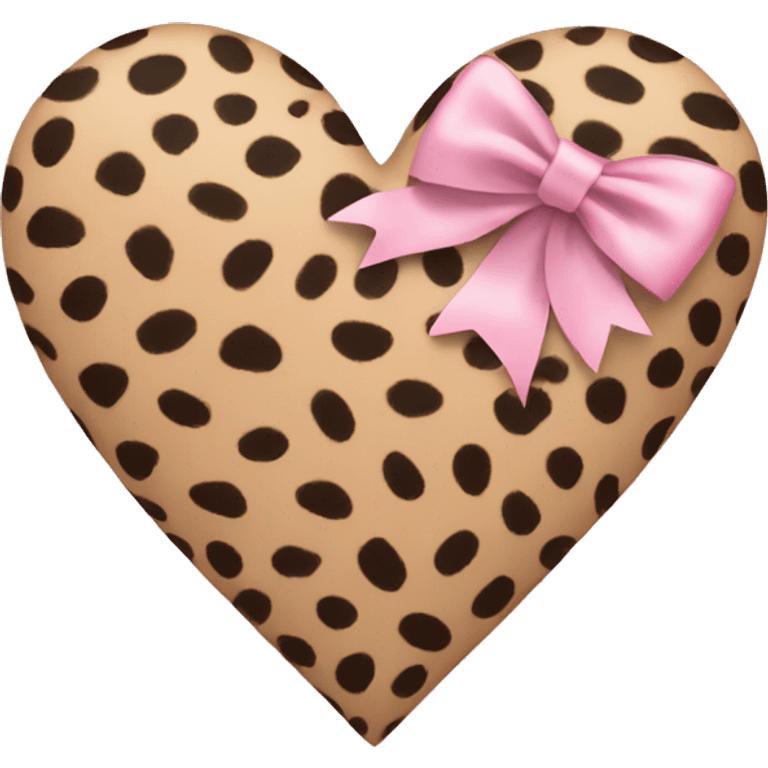 Cheeta print heart with a light pink bow around it emoji