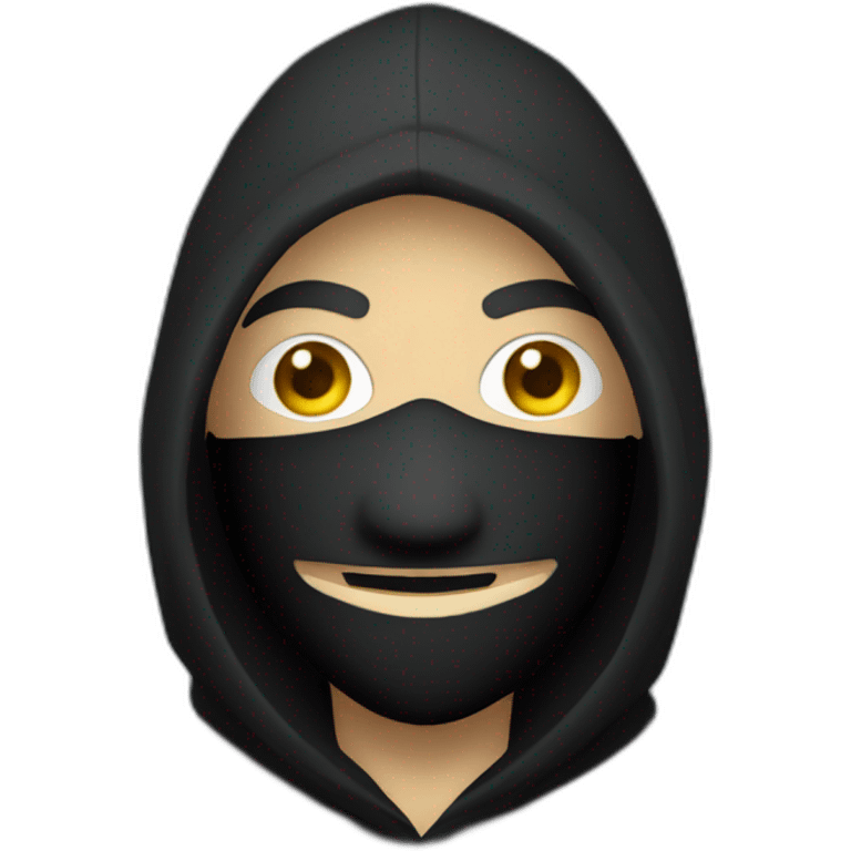 hooded guy wearing guy fawkes mask emoji