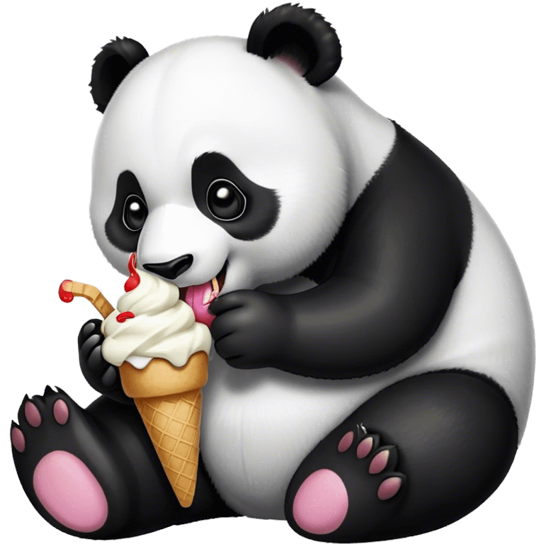 Panda eating ice cream emoji