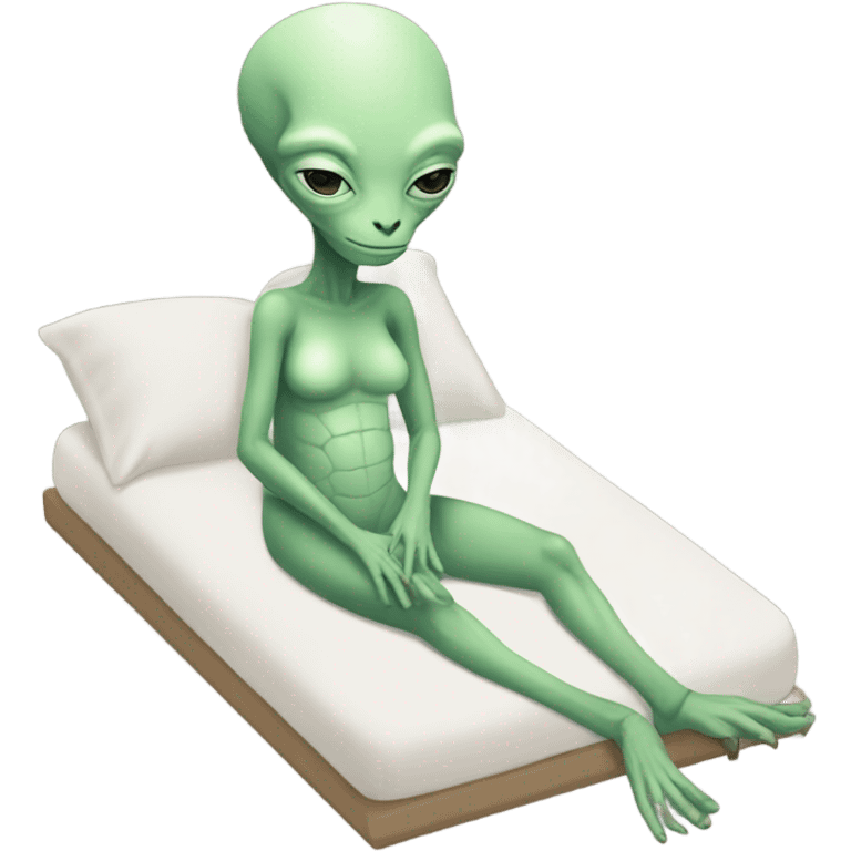 a Reptilian alien white woman, full body, sleeping emoji