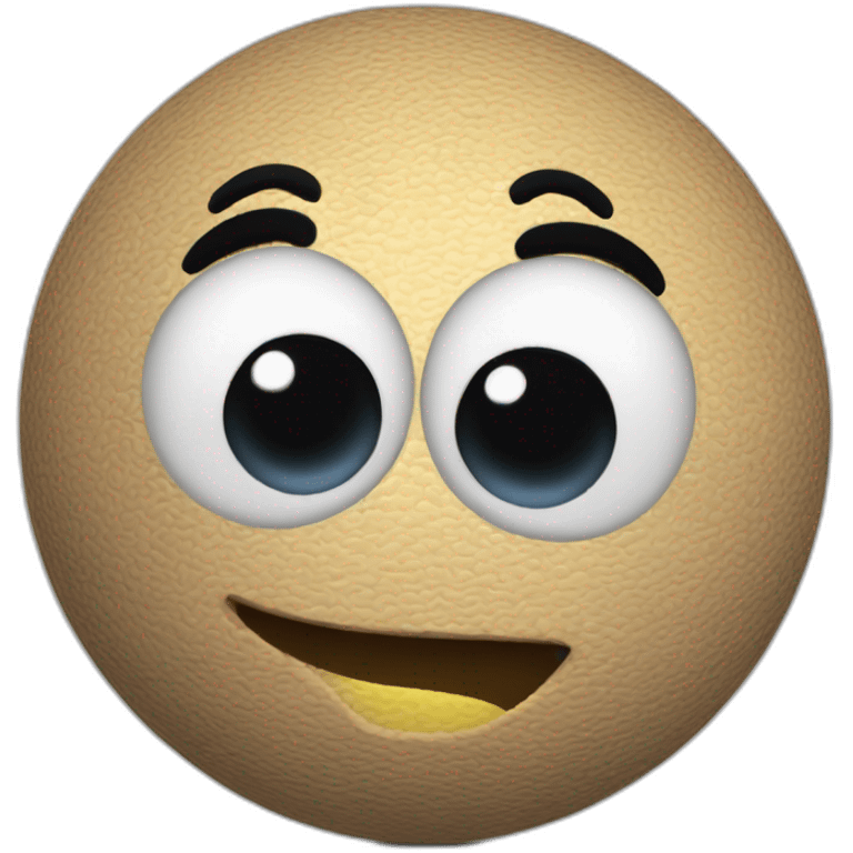 3d sphere with a cartoon expressionless skin texture with big playful eyes emoji