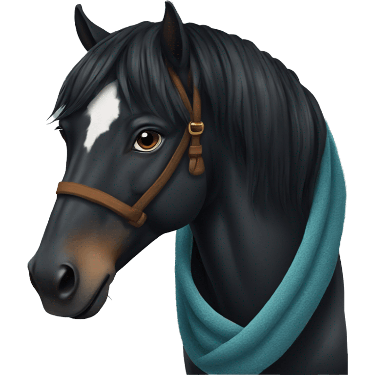 Black horse with a rug emoji