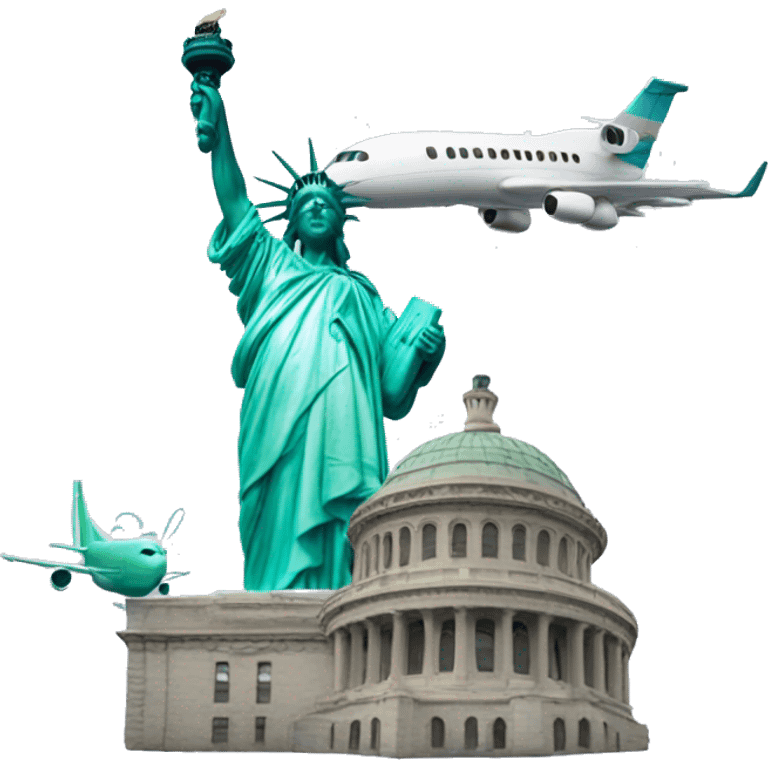 plane and statue of liberty  emoji