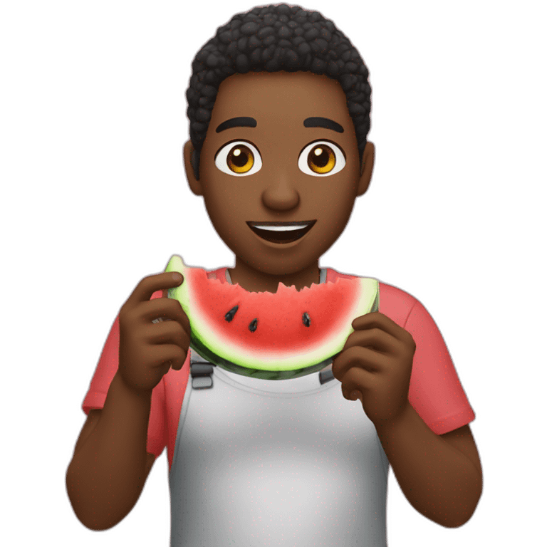 black person eating watermelon emoji