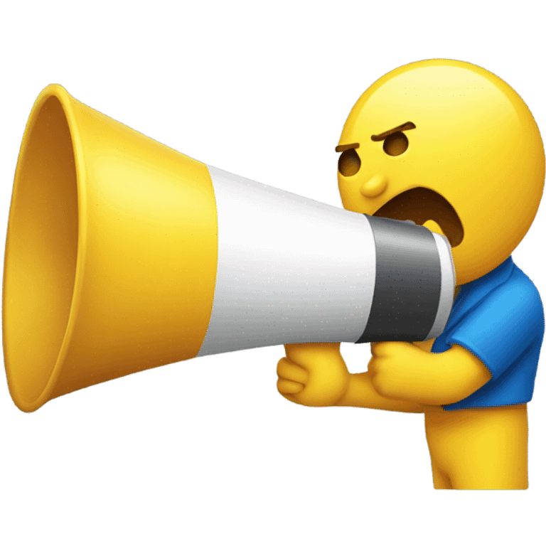 Yellow guy using megaphone emoji