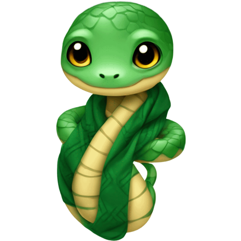 cute baby snake with Slytherin scarf emoji