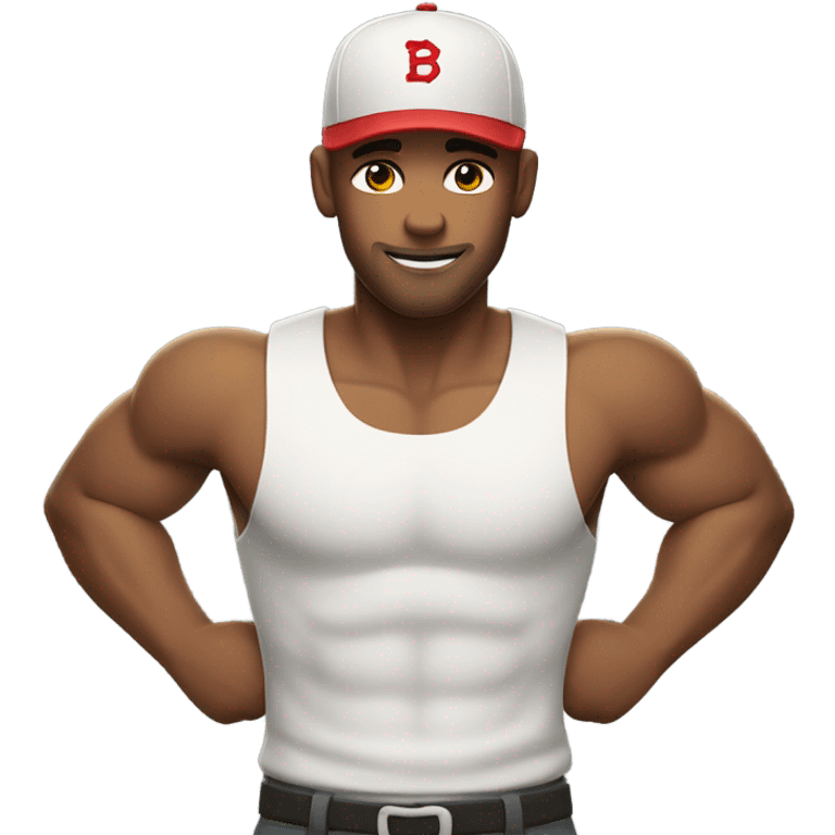 White guy Hunk with 6 pack abs and a baseball cap  emoji