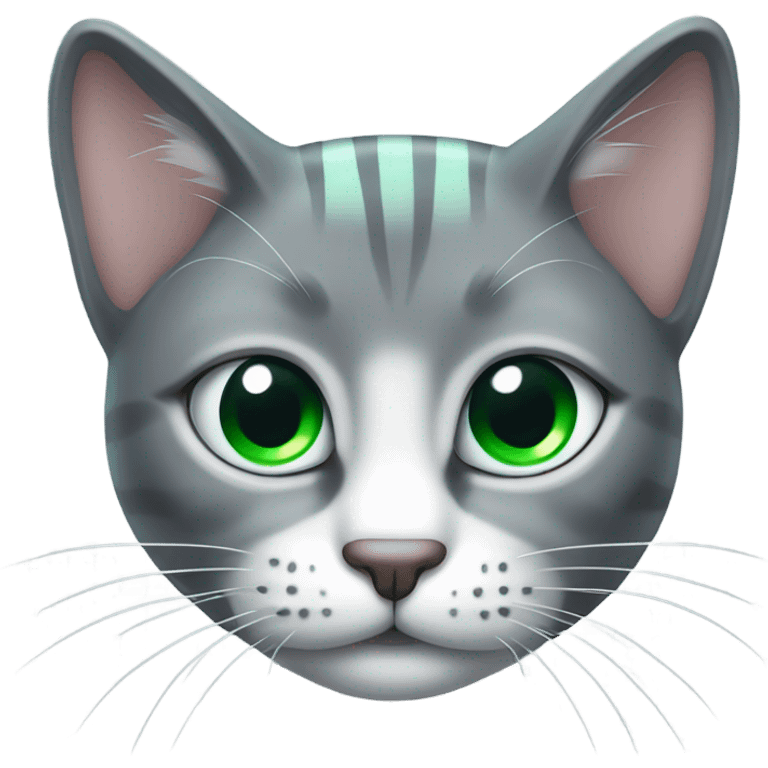 Gato gris ojos verdes emoji