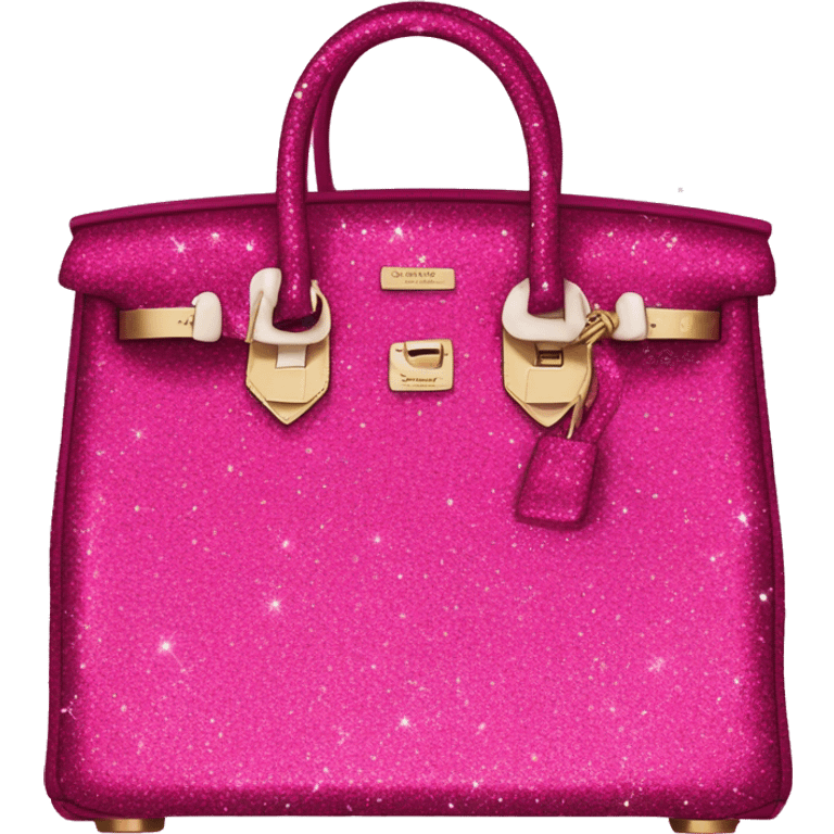 Hot pink glitter sparkle birkin bag emoji