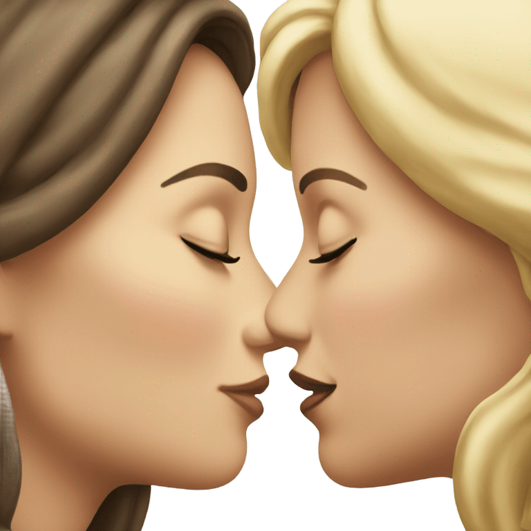 white woman kissing white brunette woman emoji