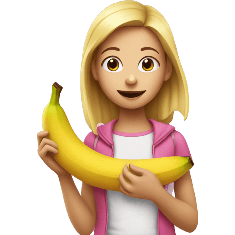 girl eating pink banana  emoji