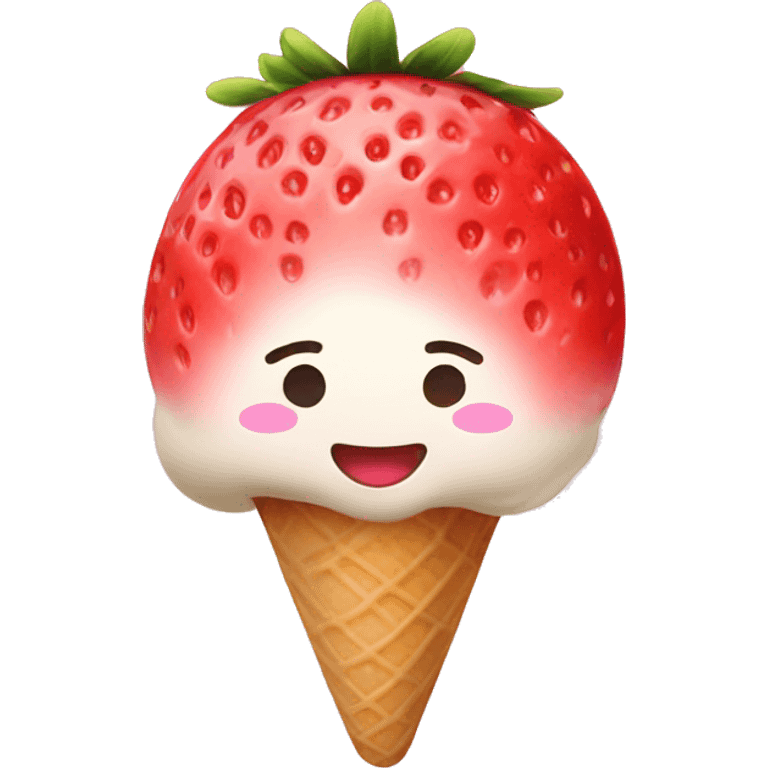 Strawberry mochi ice cream  emoji