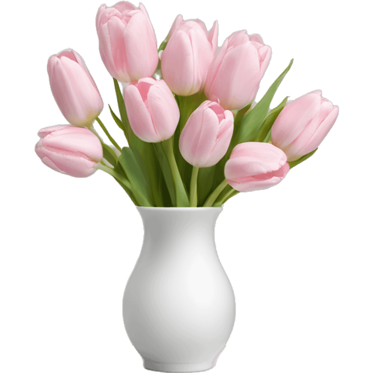 Light pink tulips in white vase emoji