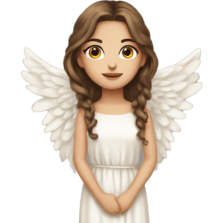 Beautiful angel wings long dress brown hair eyelashes emoji