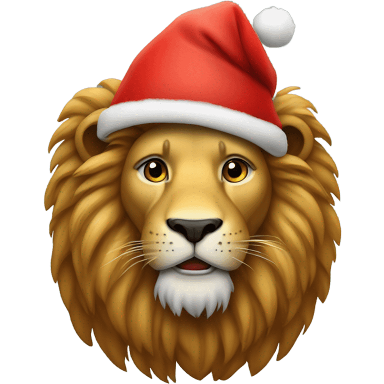 Lion wearing Santa hat emoji