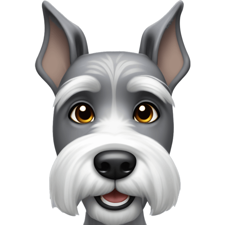 Happy gray and white schnauzer with pointy ears emoji