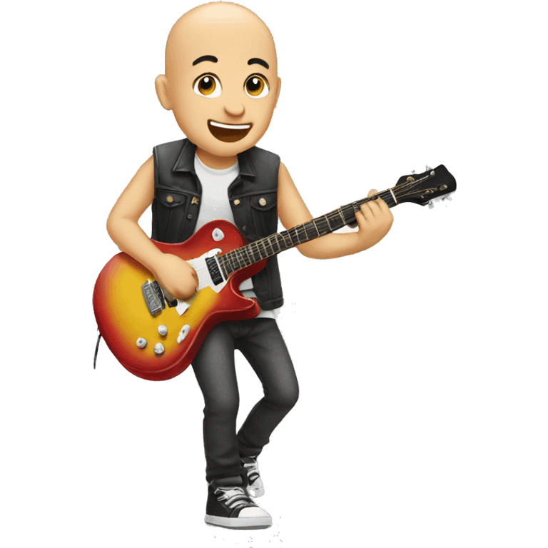 bald boy rocking out guitar emoji