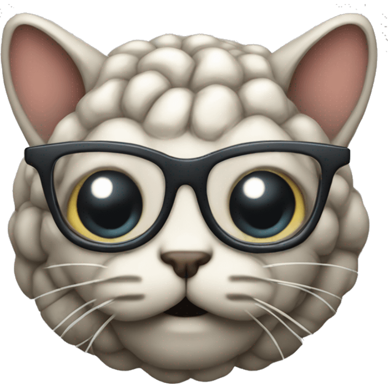 brains outside of cat with eyeglasses  emoji