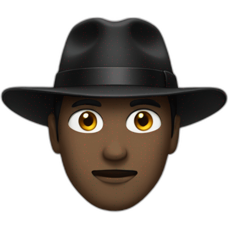 A man with a black hat, a black scarg and a black coat emoji