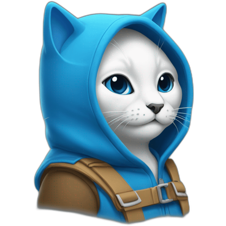 un chat avec une capuche avec reyur bleu est bland emoji