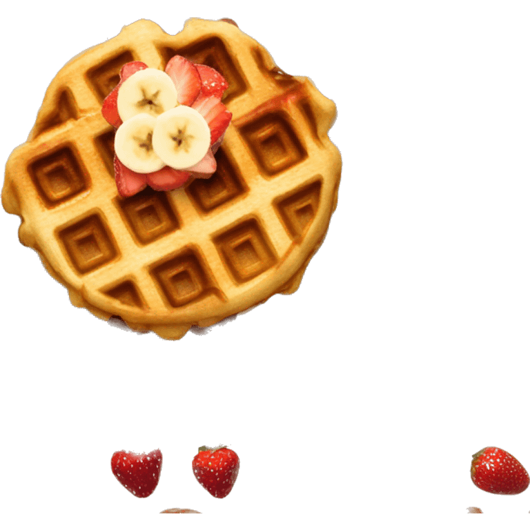 Waffles covered in Nutella with strawberries and bananas on top emoji