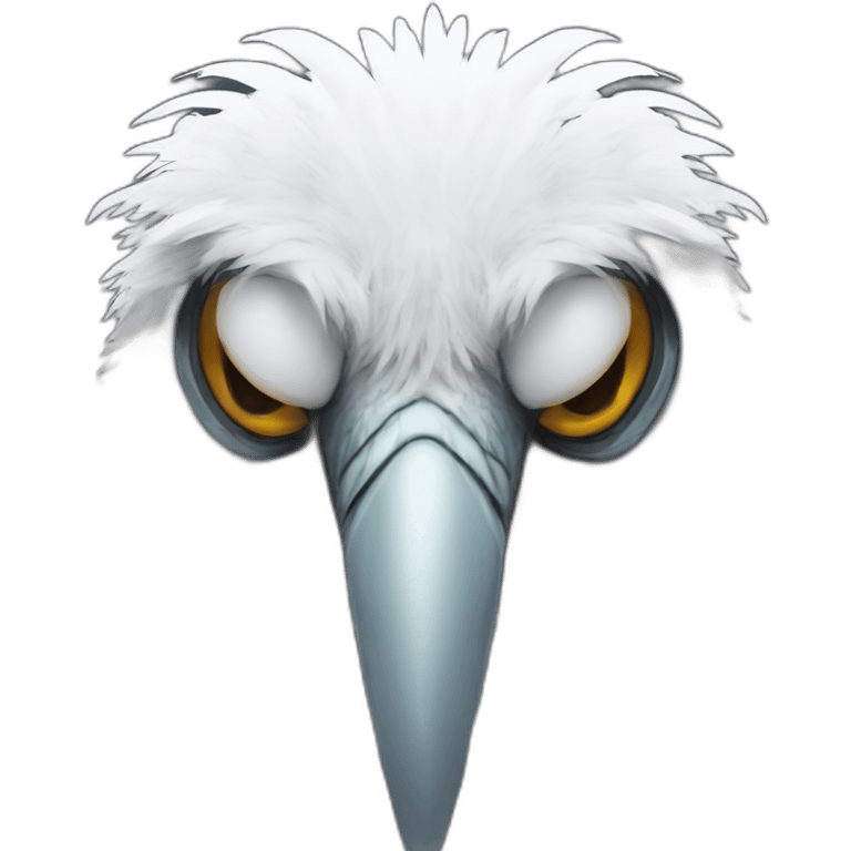 Tall slender snow tall monster with vulture face in long white feathers emoji