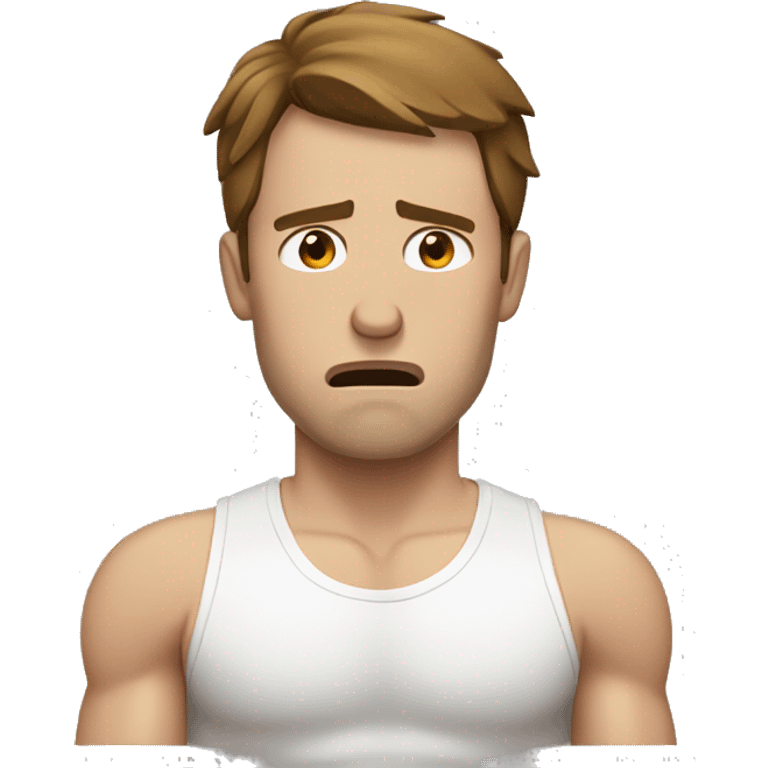 Sad White Man with brown hair working out and crying emoji