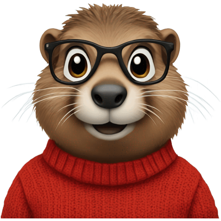 standing groundhog in a red sweater and glasses emoji