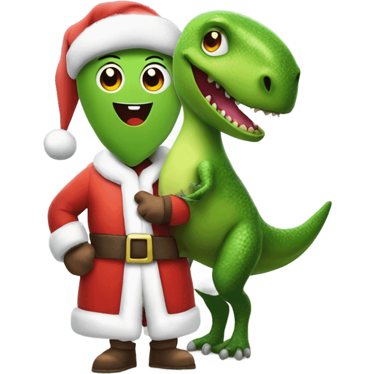 Avocado wearing dinosaur with Santa Claus emoji