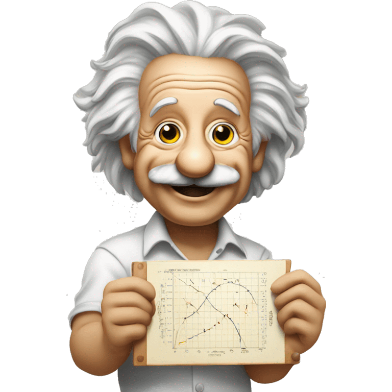 happy albert einstein holds chart board in his hand emoji