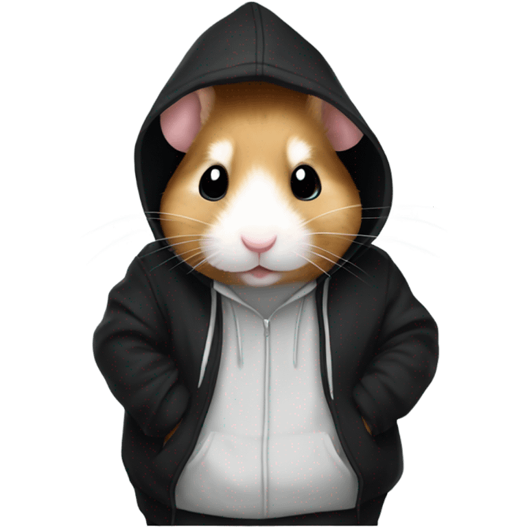 Hamster wearing black hoodie emoji