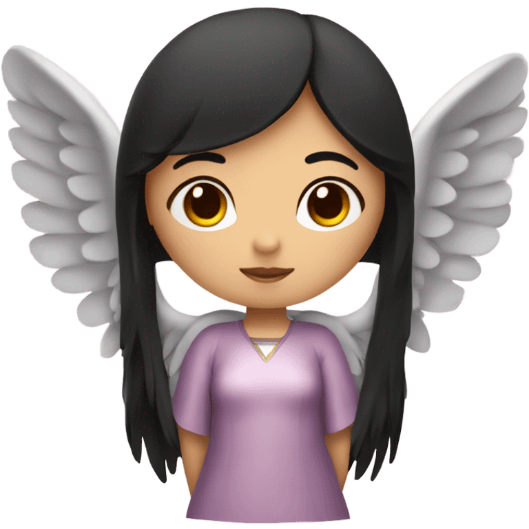 Asian Angel girl with black hair and pink wings emoji