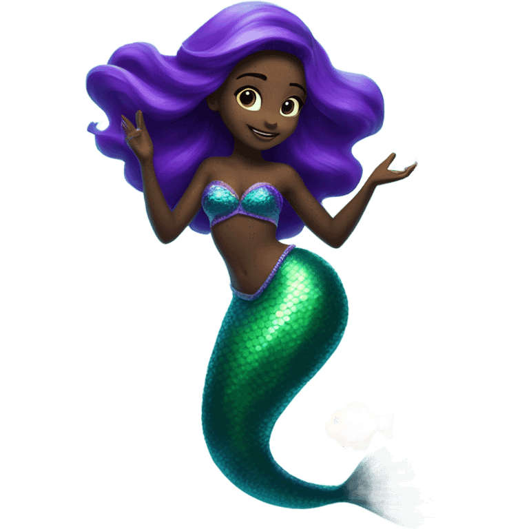 Ariel's fairy tale from the cartoon with black skin emoji