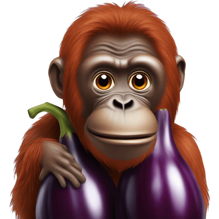 orangutan on an eggplant emoji