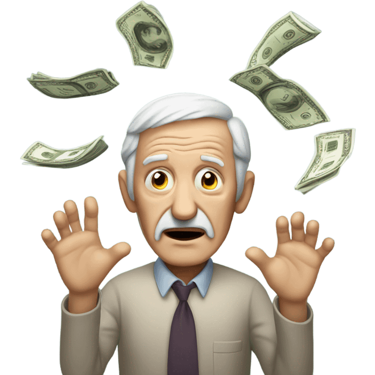 greedy old man seeing money in his both hands emoji