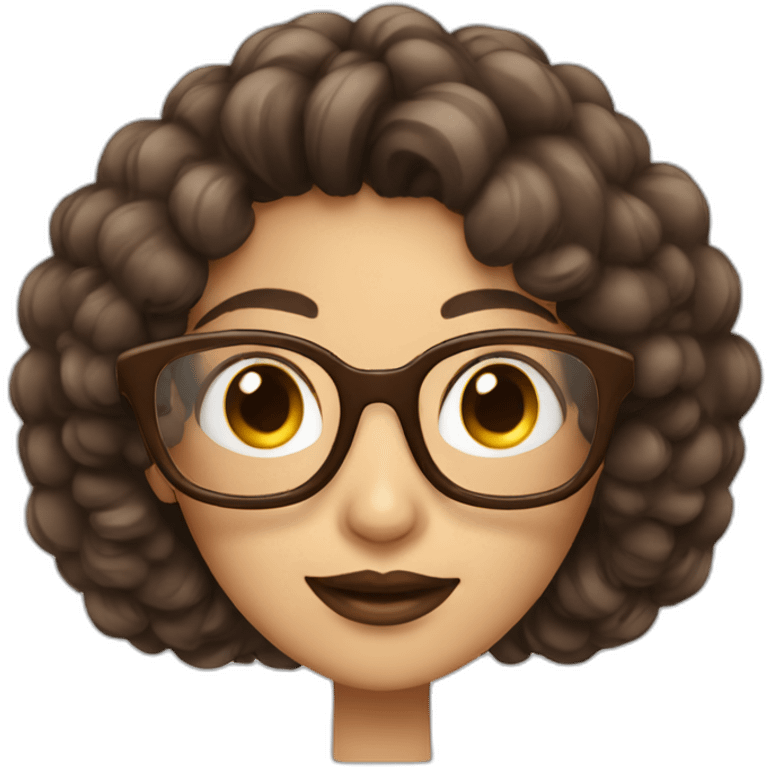 mujer pelo liso largo color café con lentes emoji